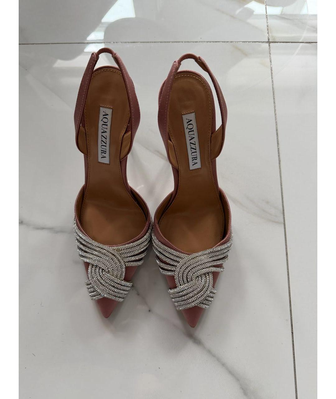 AQUAZZURA Коралловые текстильные босоножки, фото 2