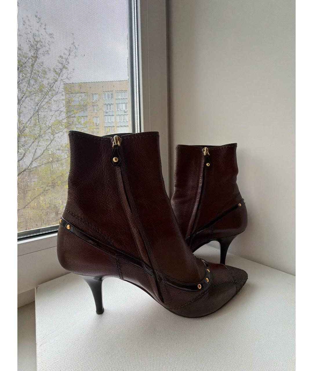 LOUIS VUITTON Коричневые кожаные ботильоны, фото 4