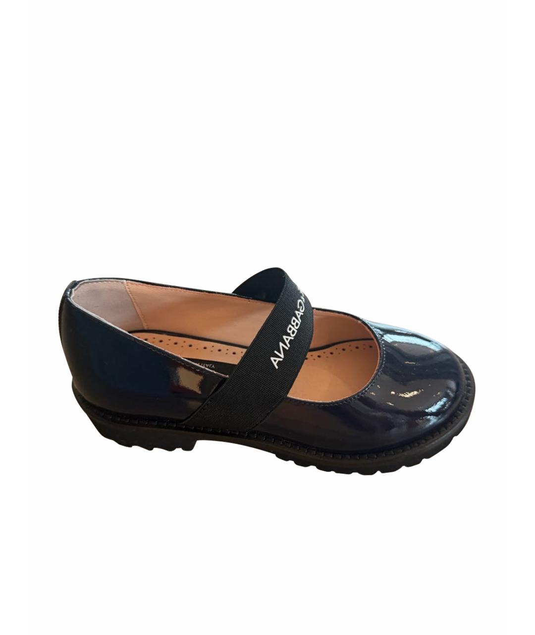 DOLCE & GABBANA KIDS Темно-синие балетки из лакированной кожи, фото 1