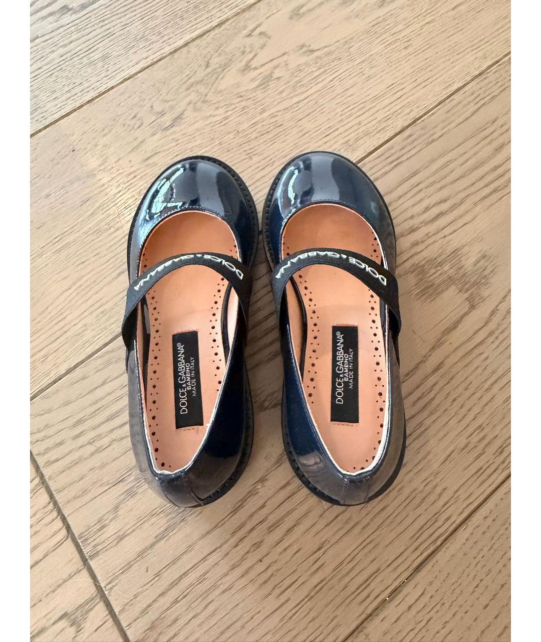 DOLCE & GABBANA KIDS Темно-синие балетки из лакированной кожи, фото 3