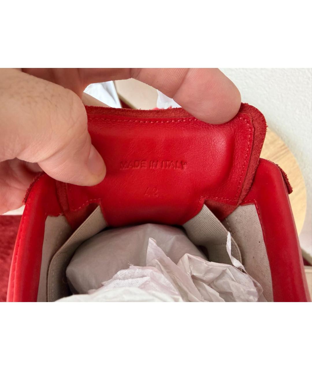 MAISON MARGIELA Красные кожаные низкие кроссовки / кеды, фото 6