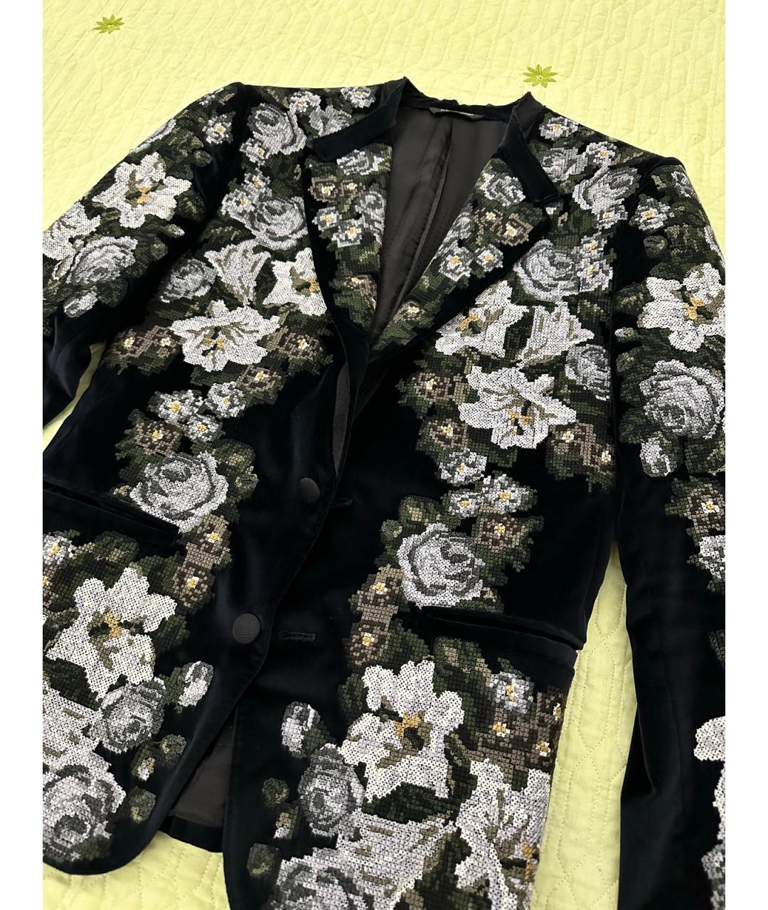 DOLCE&GABBANA Темно-синий бархатный пиджак, фото 3