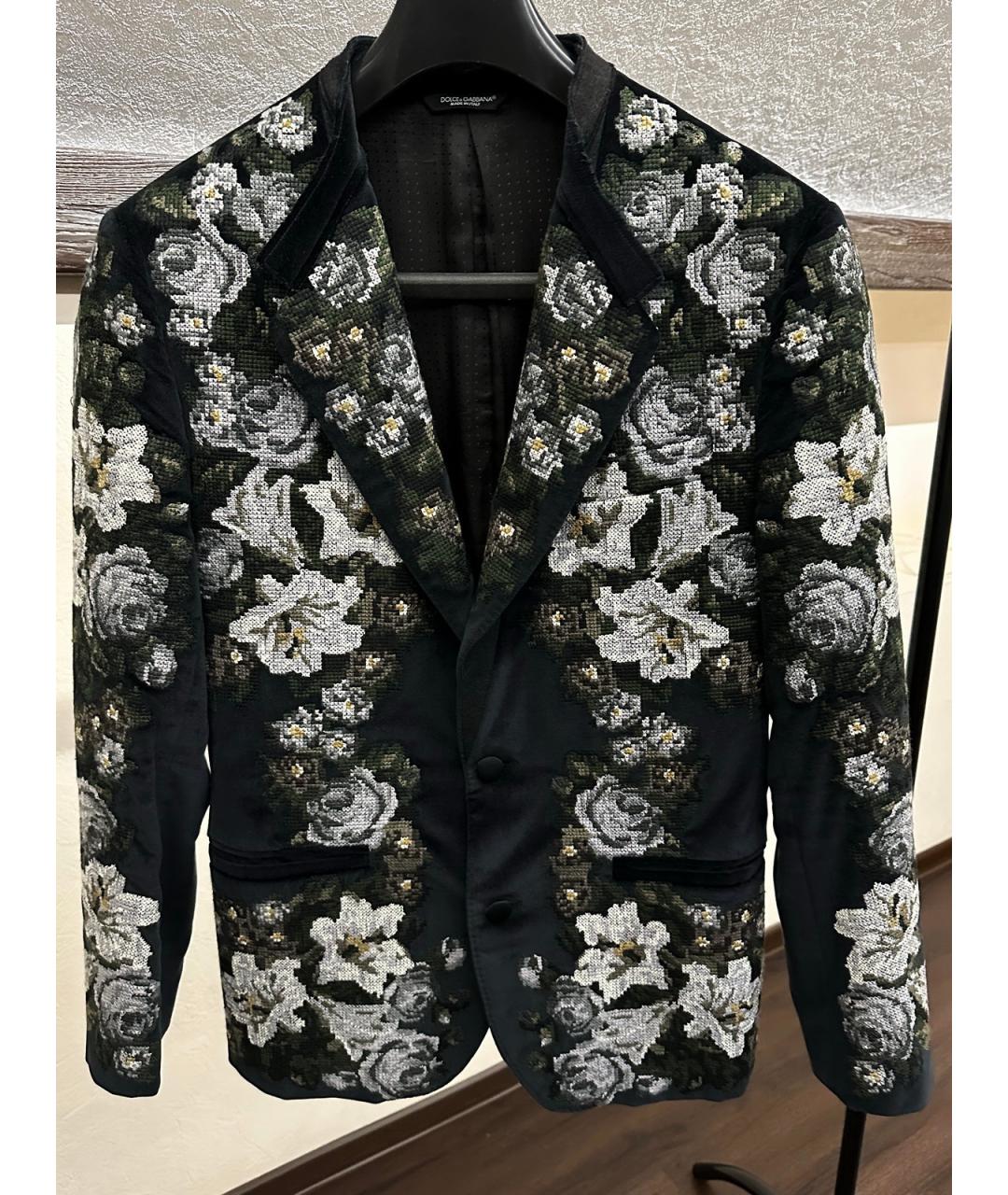 DOLCE&GABBANA Темно-синий бархатный пиджак, фото 10