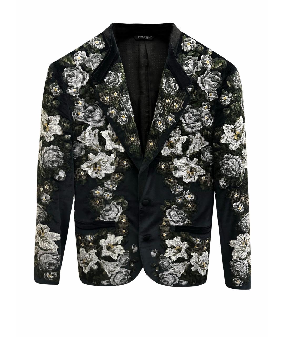 DOLCE&GABBANA Темно-синий бархатный пиджак, фото 1