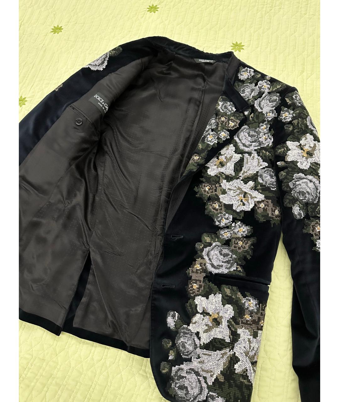 DOLCE&GABBANA Темно-синий бархатный пиджак, фото 4