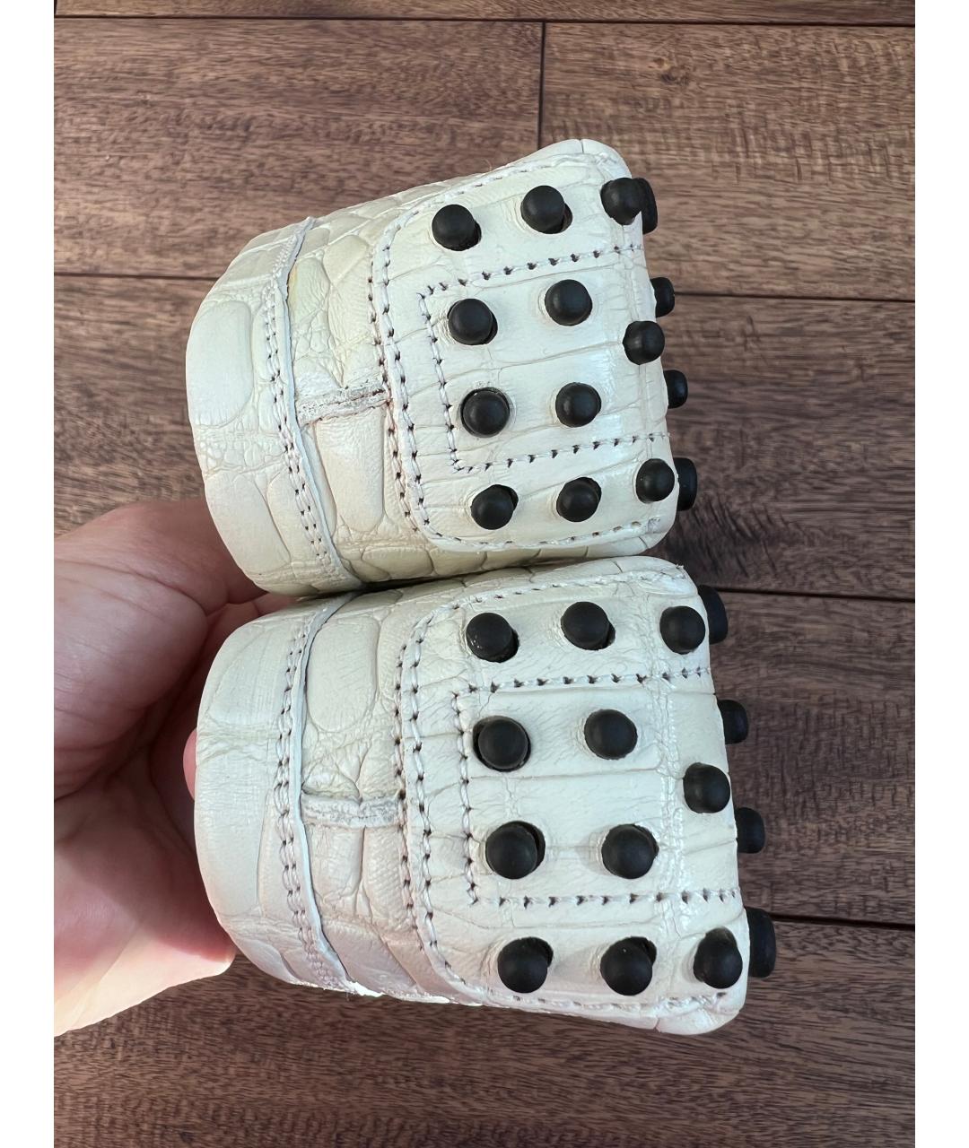 TOD'S Белые мокасины из экзотической кожи, фото 4
