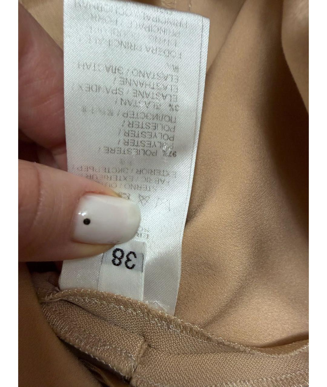 ERMANNO SCERVINO Бежевые полиэстеровые брюки узкие, фото 6