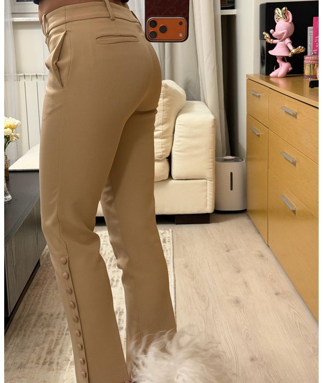 ERMANNO SCERVINO Бежевые полиэстеровые брюки узкие, фото 7