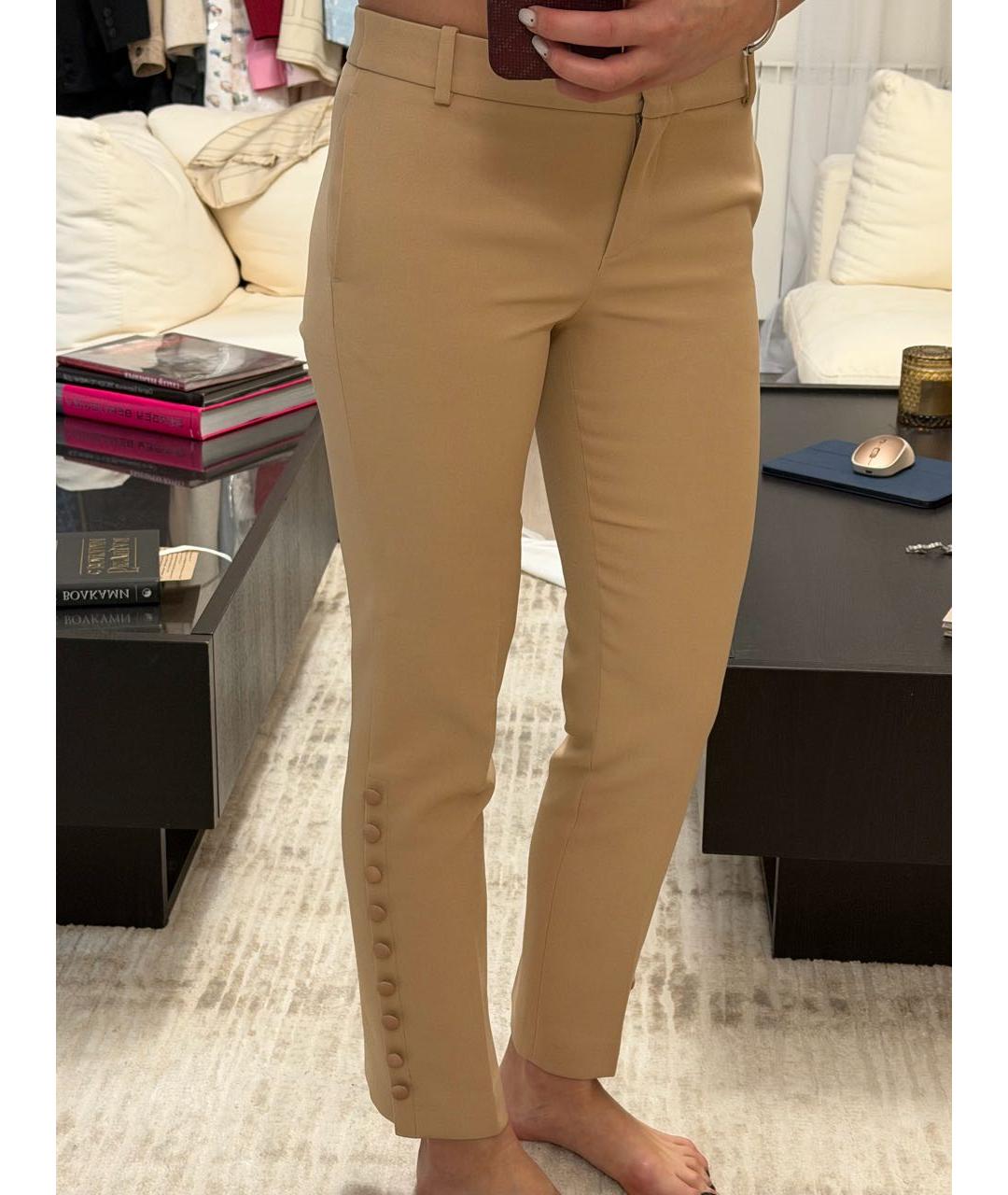 ERMANNO SCERVINO Бежевые полиэстеровые брюки узкие, фото 8