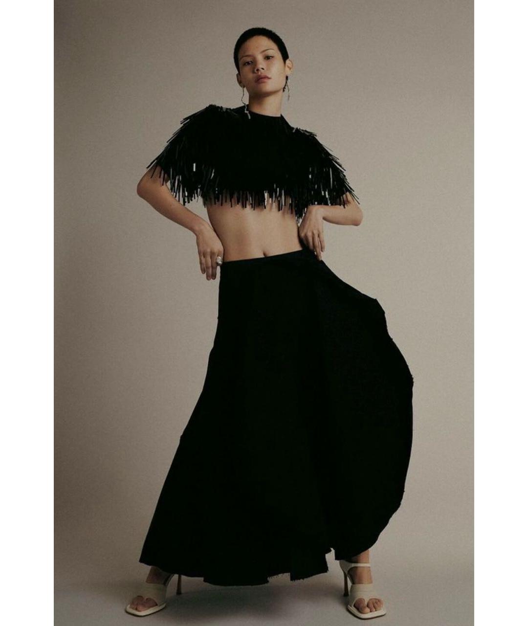 SPORTMAX Черная хлопковая юбка миди, фото 7