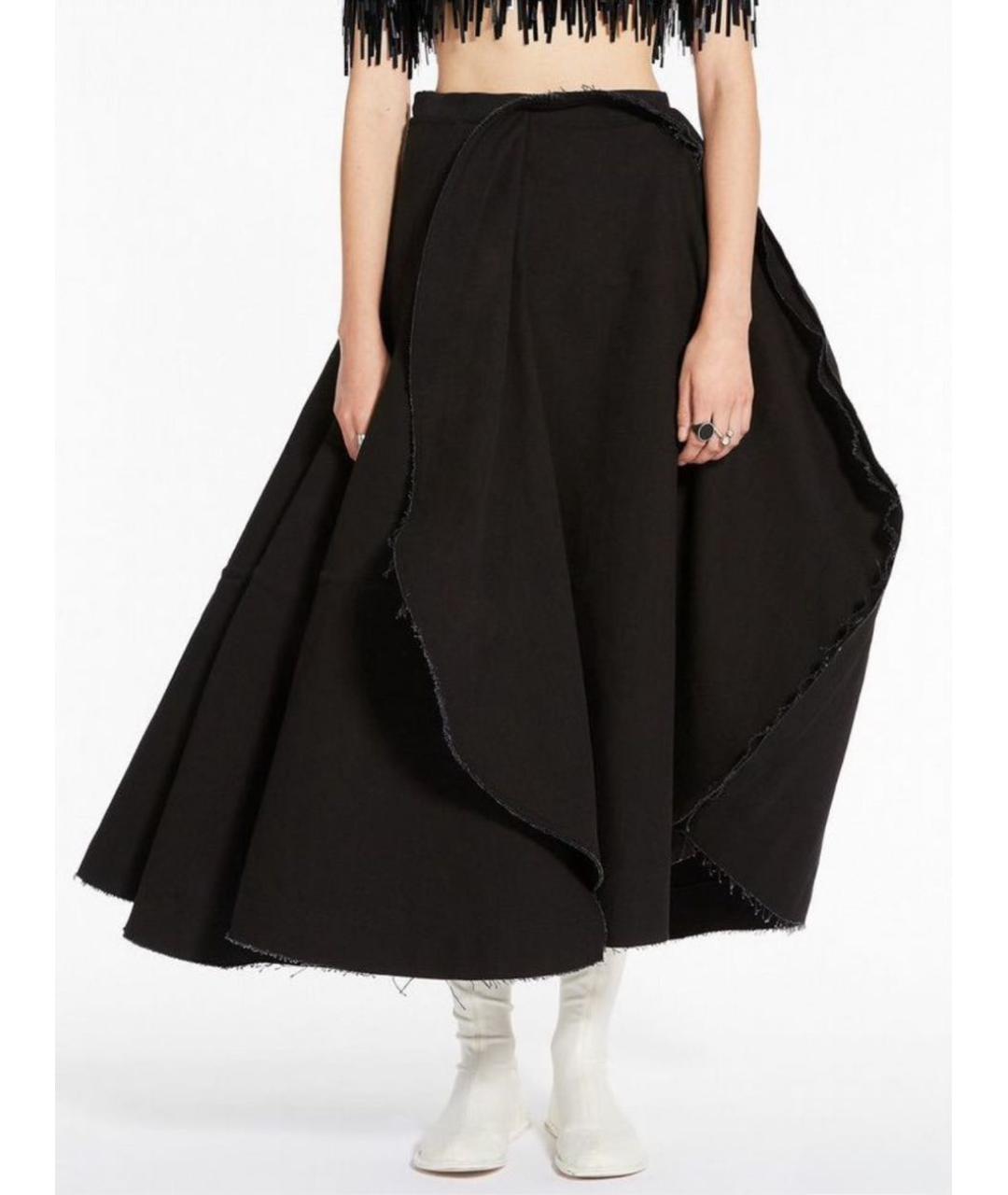 SPORTMAX Черная хлопковая юбка миди, фото 5