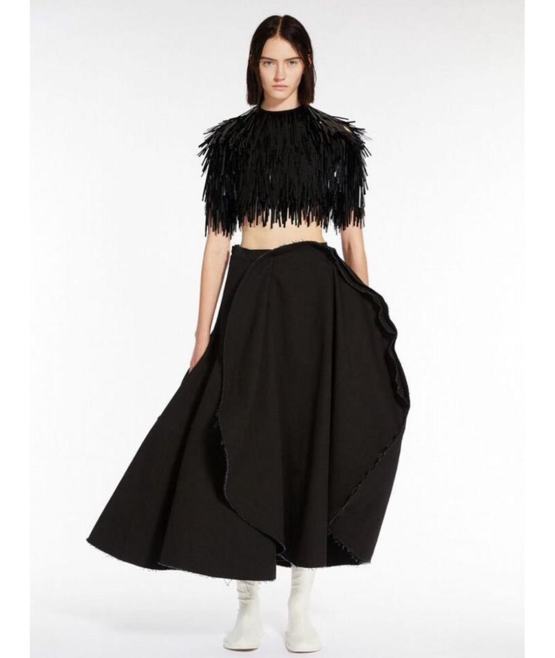 SPORTMAX Черная хлопковая юбка миди, фото 6
