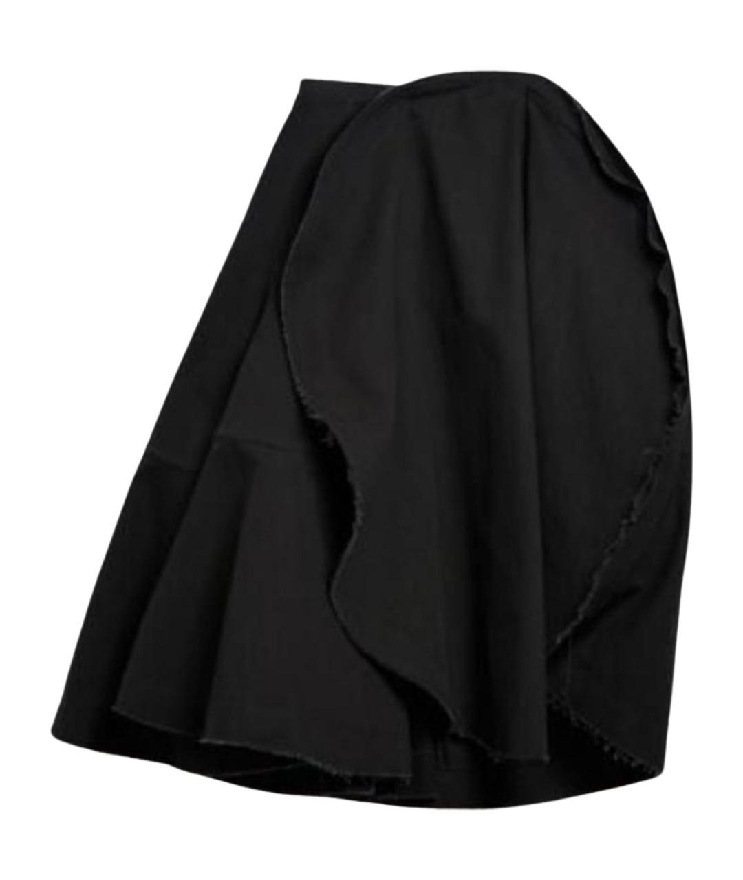 SPORTMAX Черная хлопковая юбка миди, фото 1