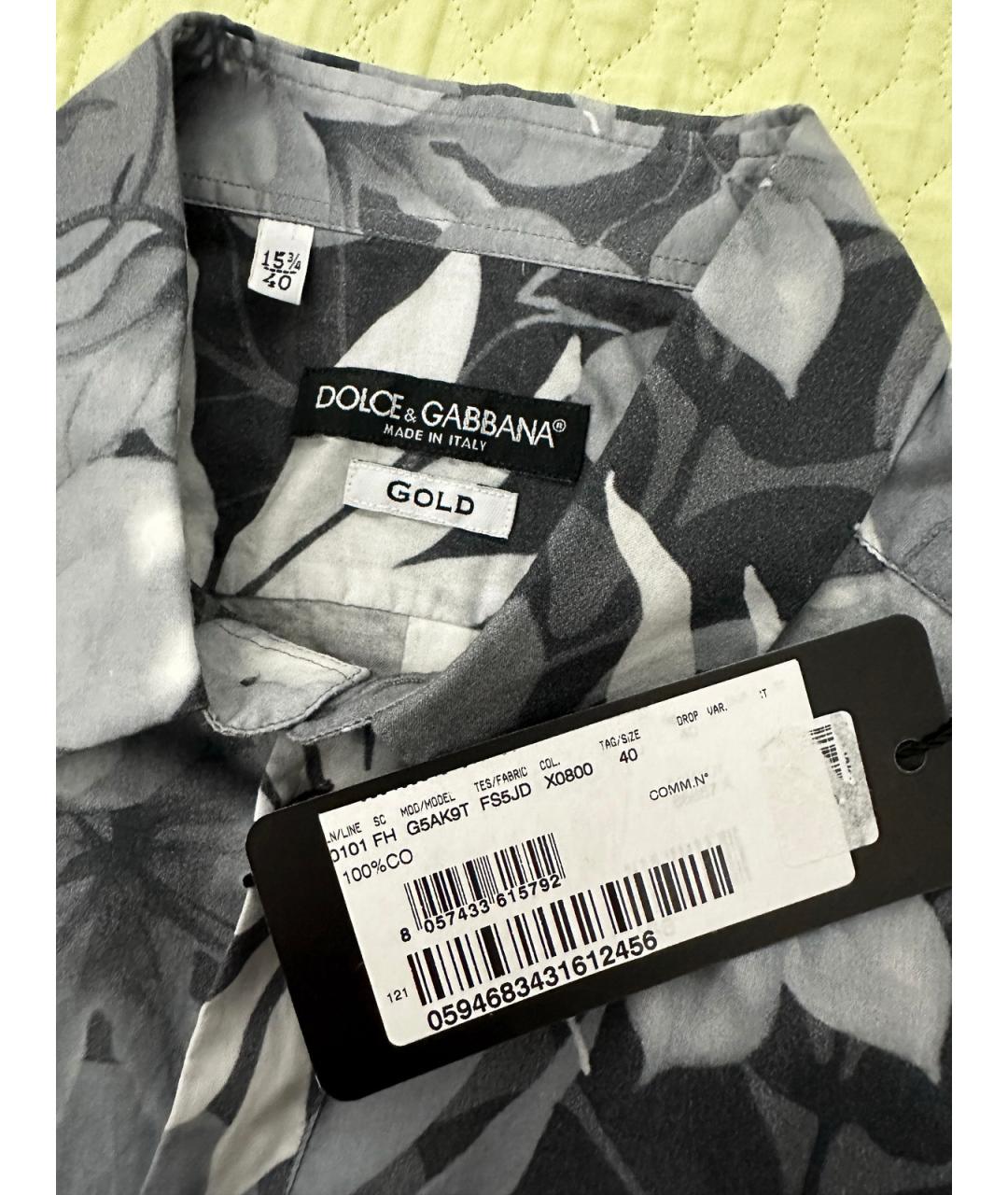 DOLCE&GABBANA Серая хлопковая кэжуал рубашка, фото 8