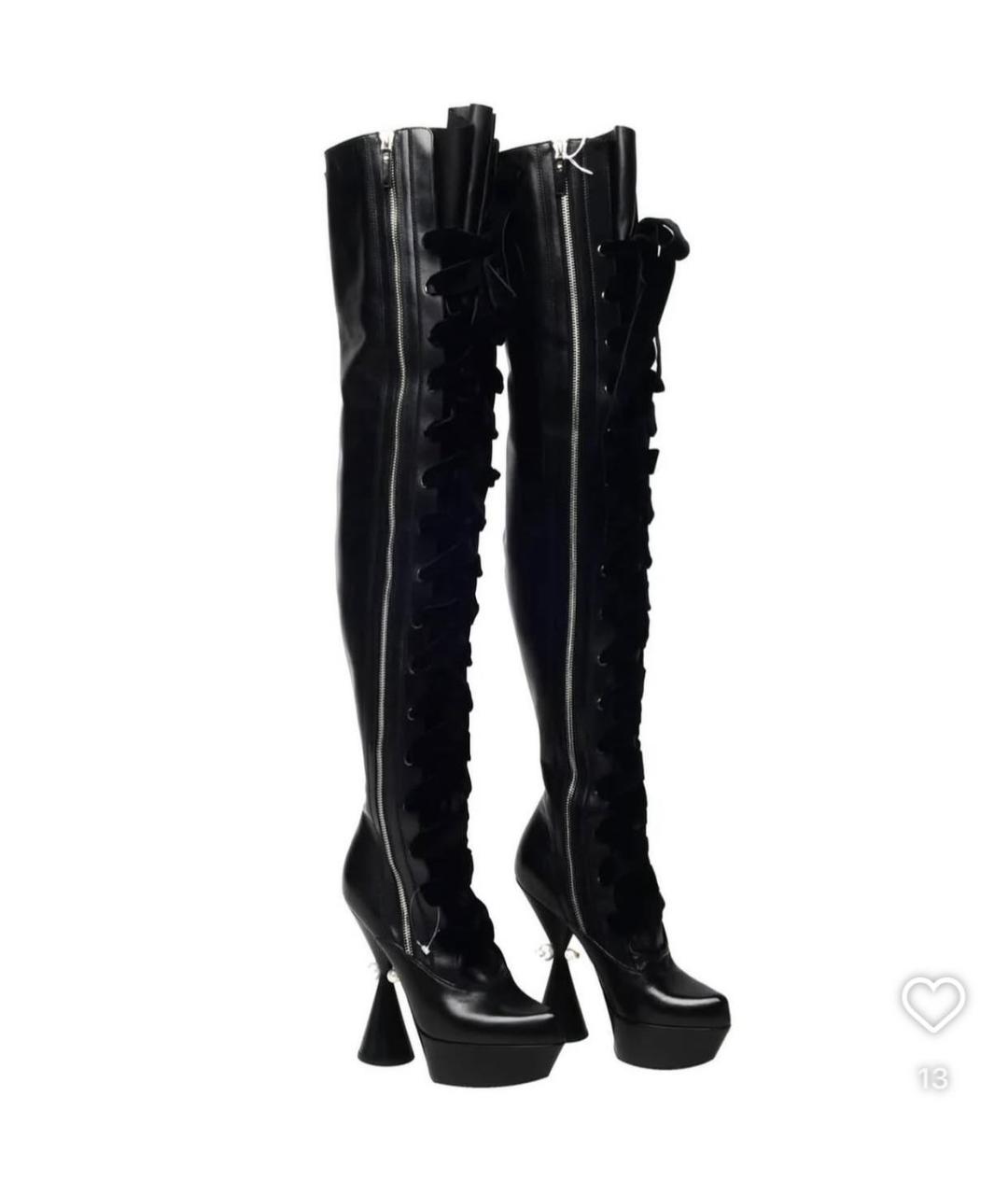 LOUIS VUITTON Черные кожаные ботфорты, фото 5