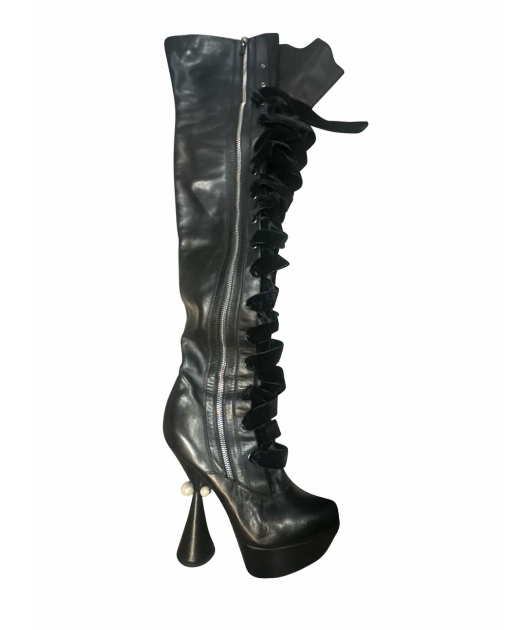 LOUIS VUITTON Черные кожаные ботфорты, фото 1
