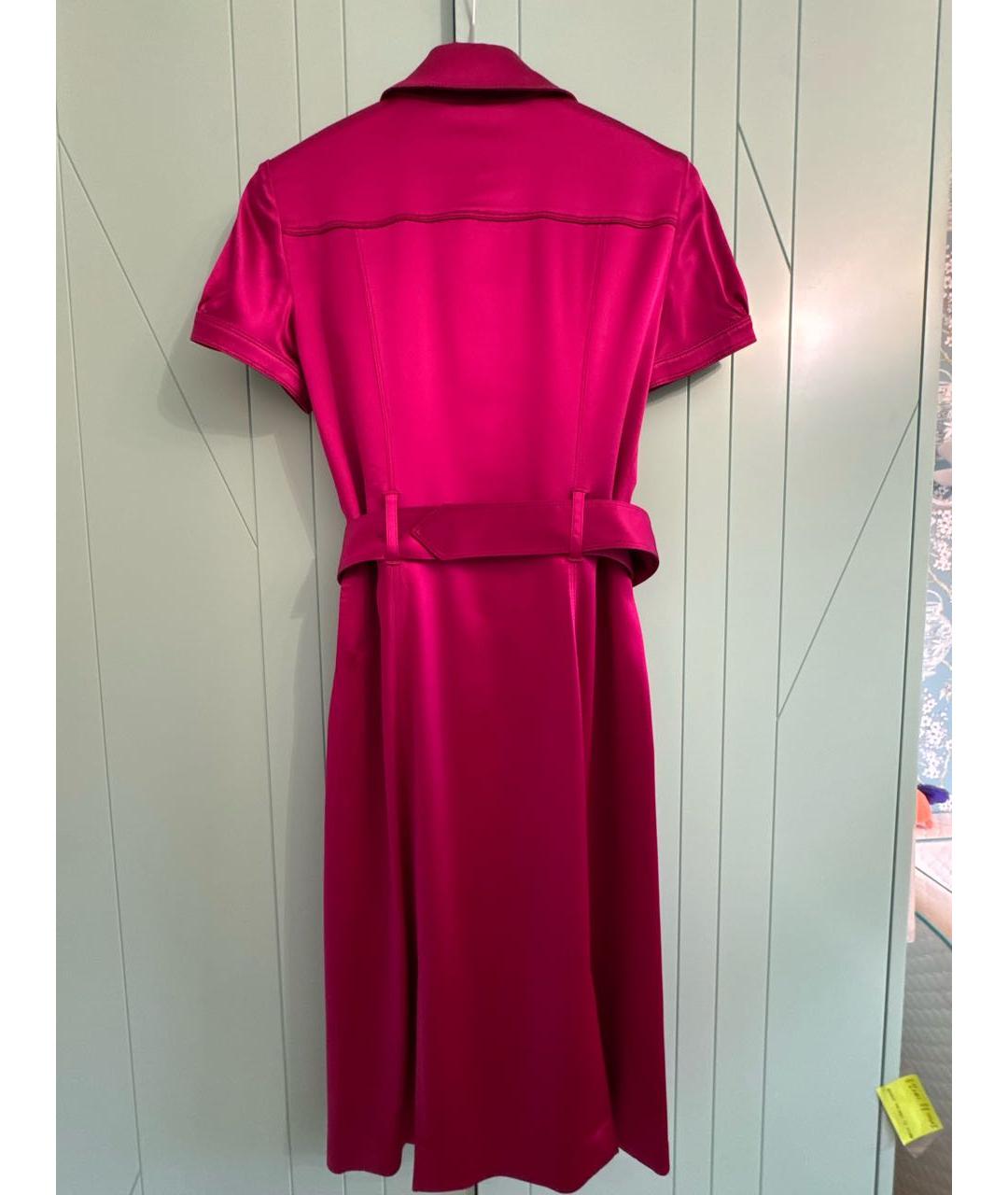 BURBERRY Фуксия шелковое повседневное платье, фото 2
