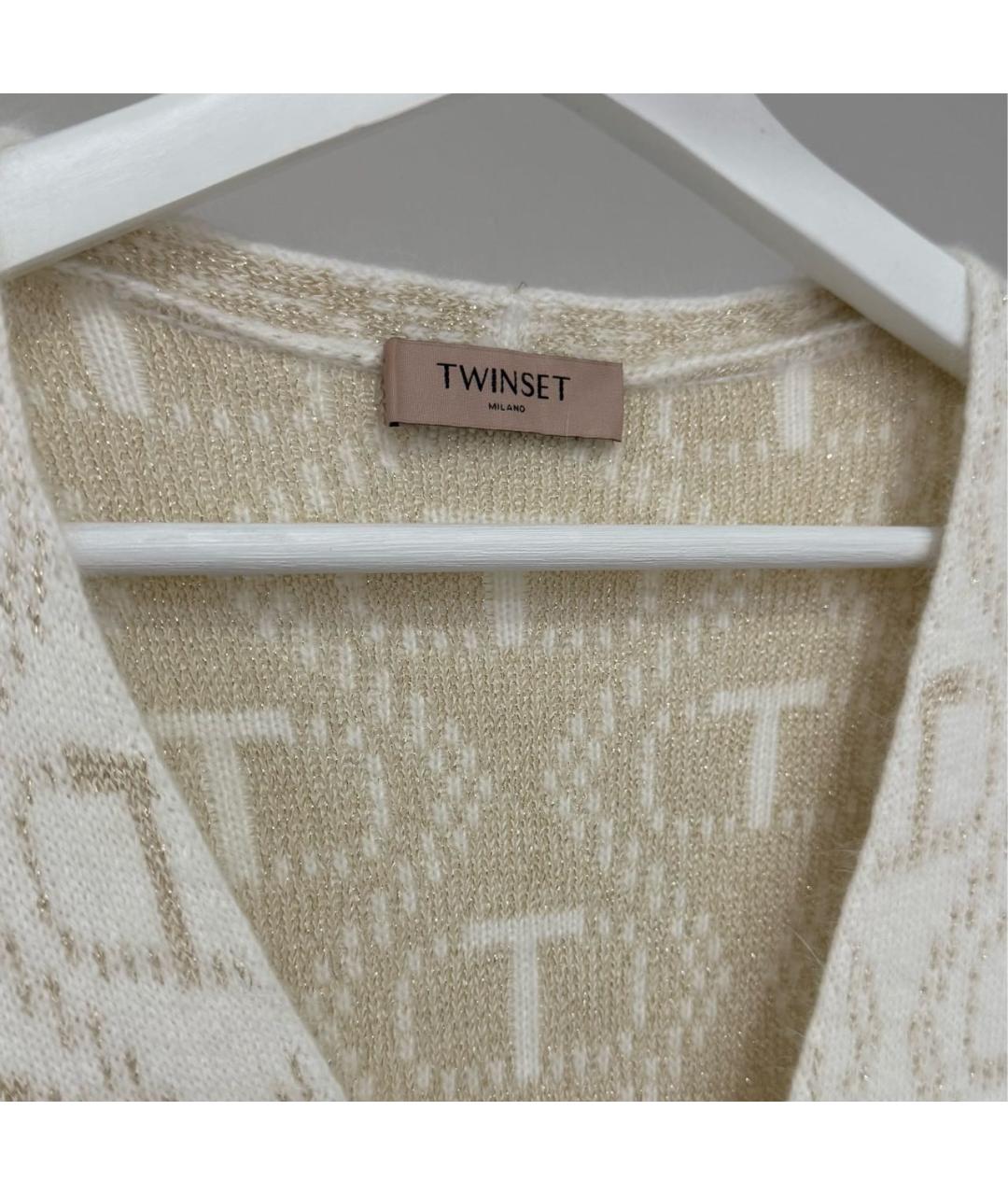 TWIN-SET Бежевый шерстяной кардиган, фото 6