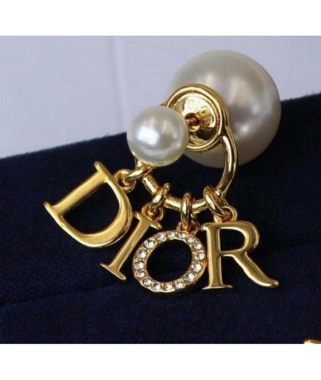 CHRISTIAN DIOR Золотые металлические серьги, фото 3