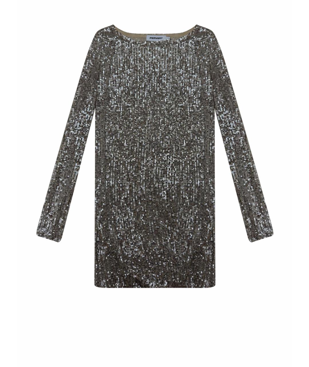 PERVERT Серебряное коктейльное платье, фото 1