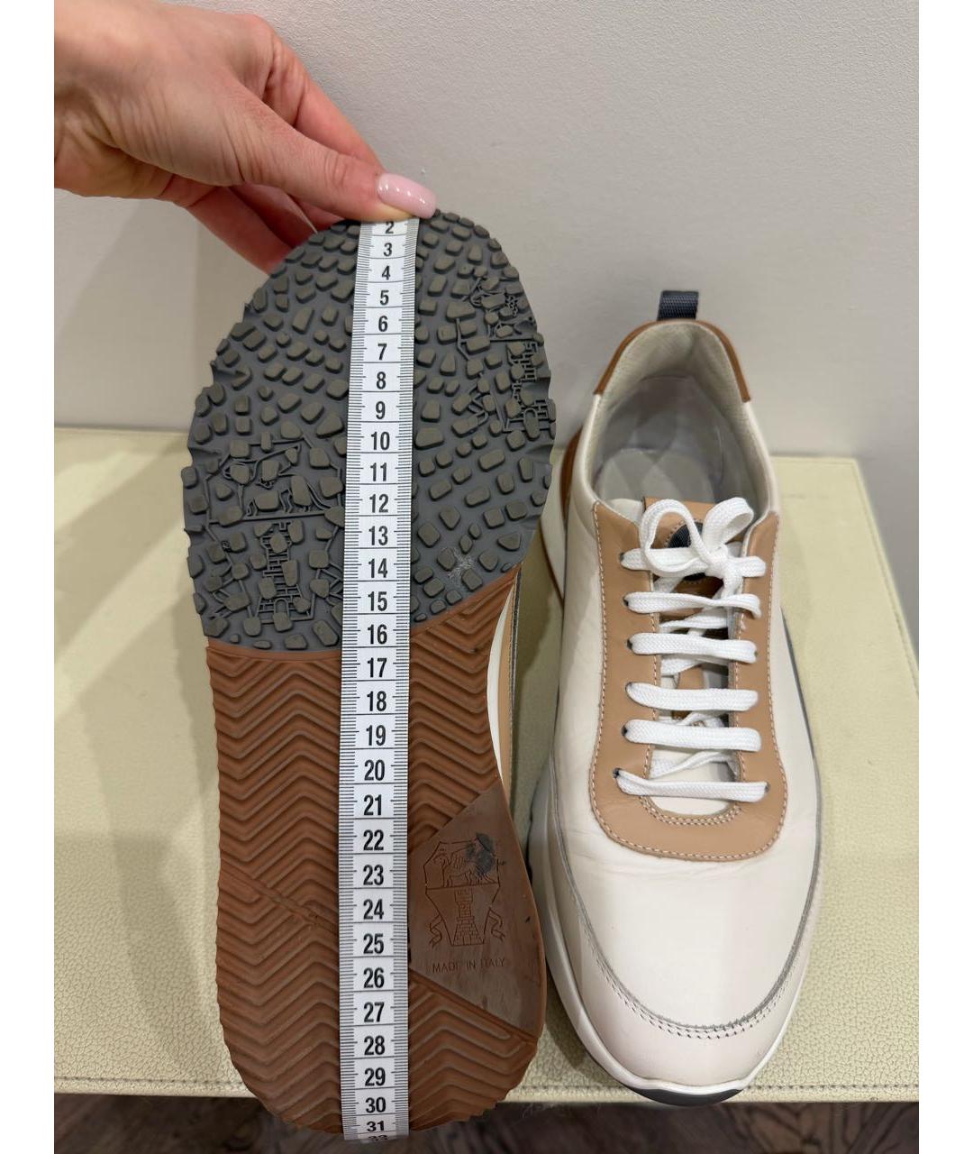 BRUNELLO CUCINELLI Бежевые кожаные низкие кроссовки / кеды, фото 8