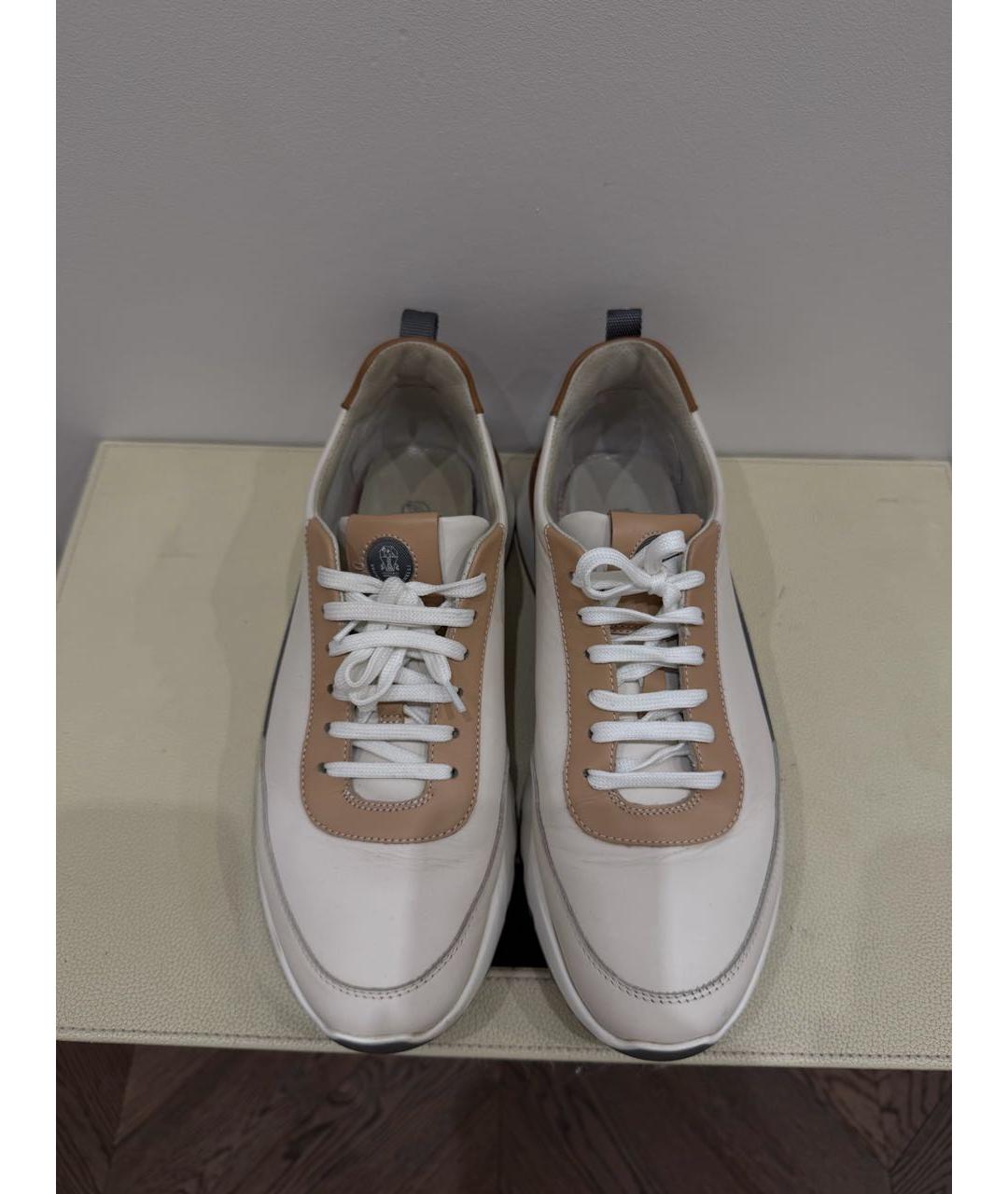 BRUNELLO CUCINELLI Бежевые кожаные низкие кроссовки / кеды, фото 3