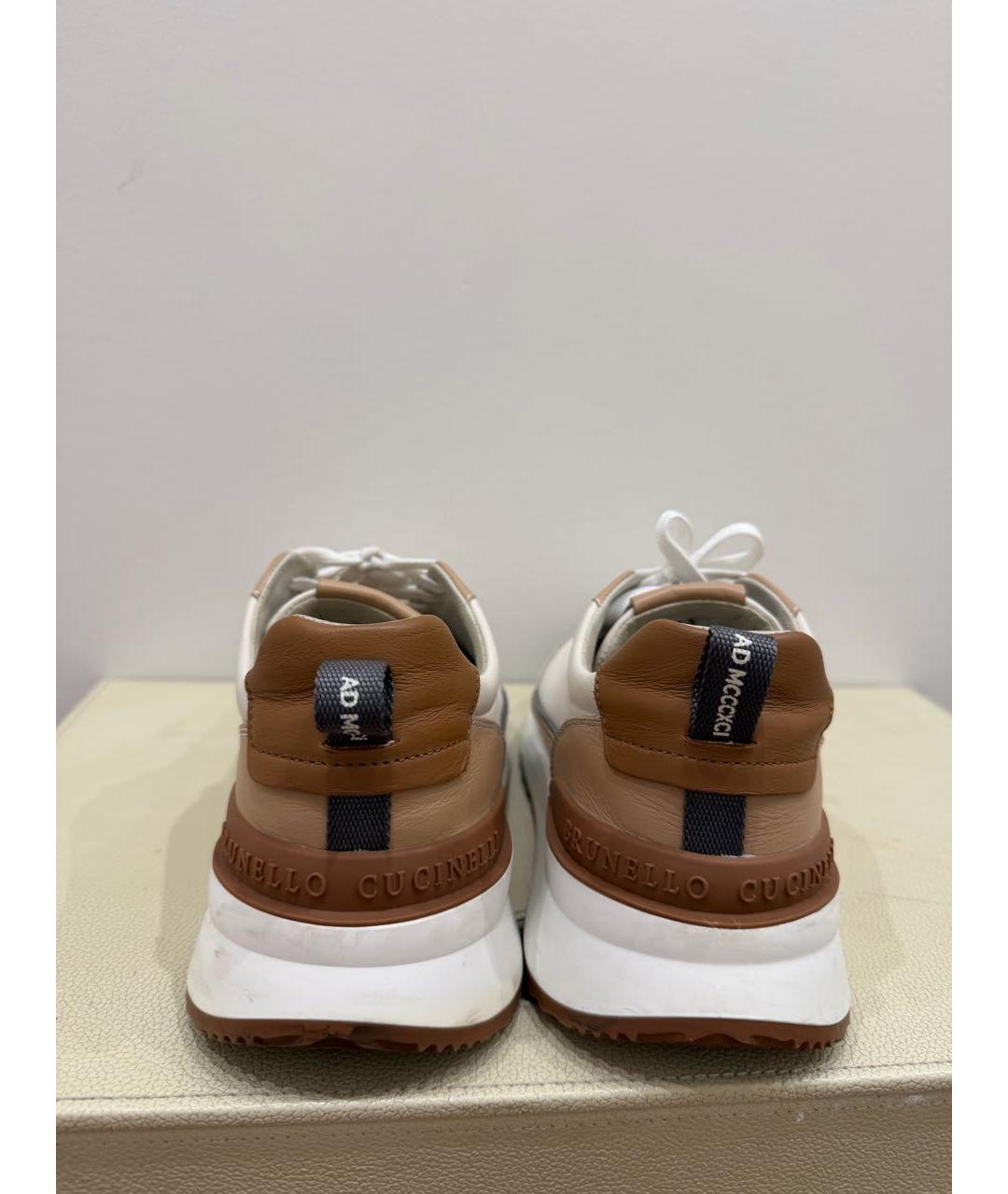 BRUNELLO CUCINELLI Бежевые кожаные низкие кроссовки / кеды, фото 4