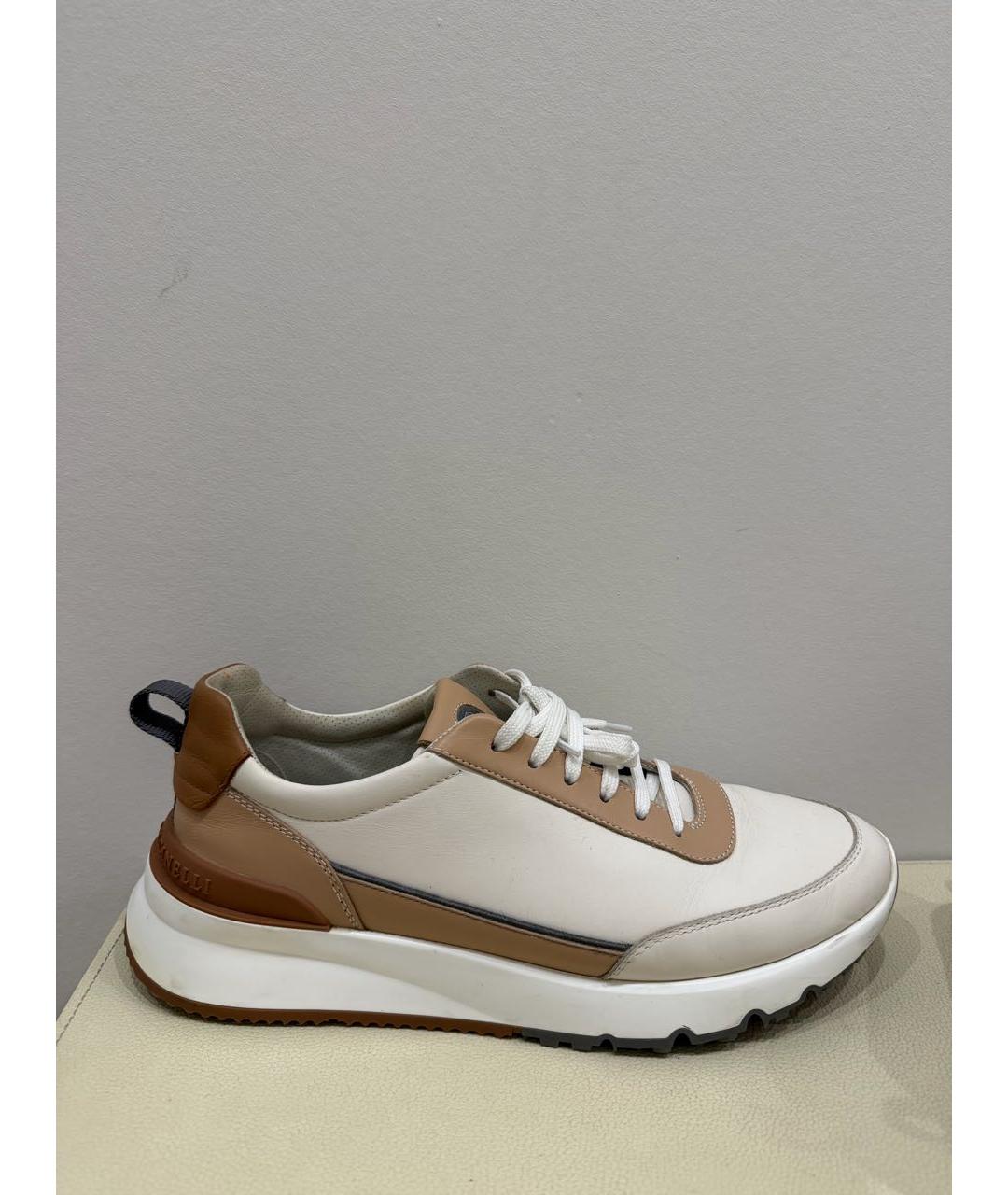 BRUNELLO CUCINELLI Бежевые кожаные низкие кроссовки / кеды, фото 9