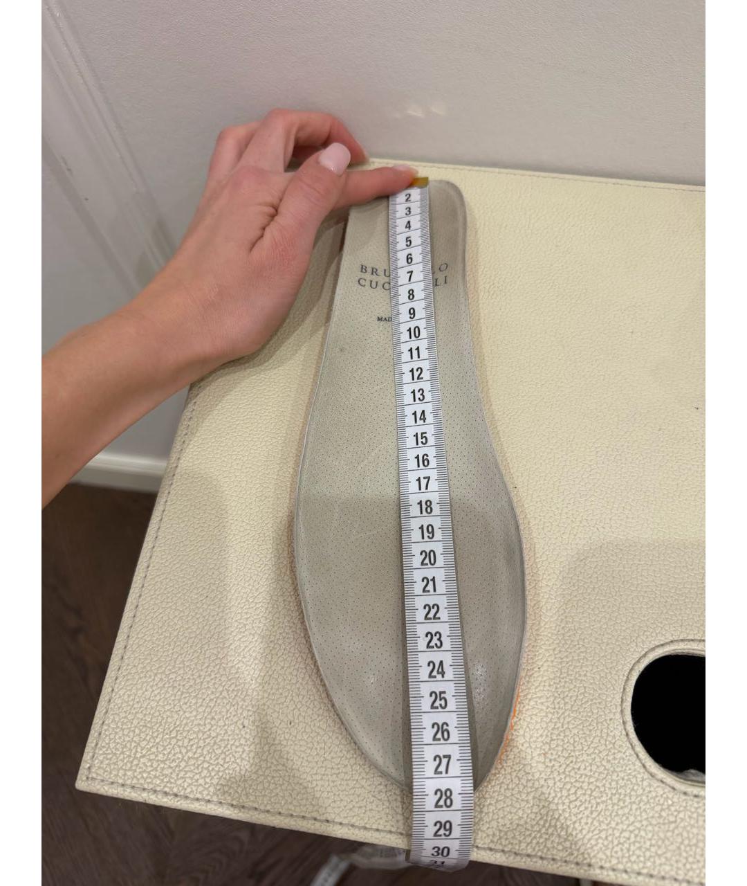 BRUNELLO CUCINELLI Бежевые кожаные низкие кроссовки / кеды, фото 7