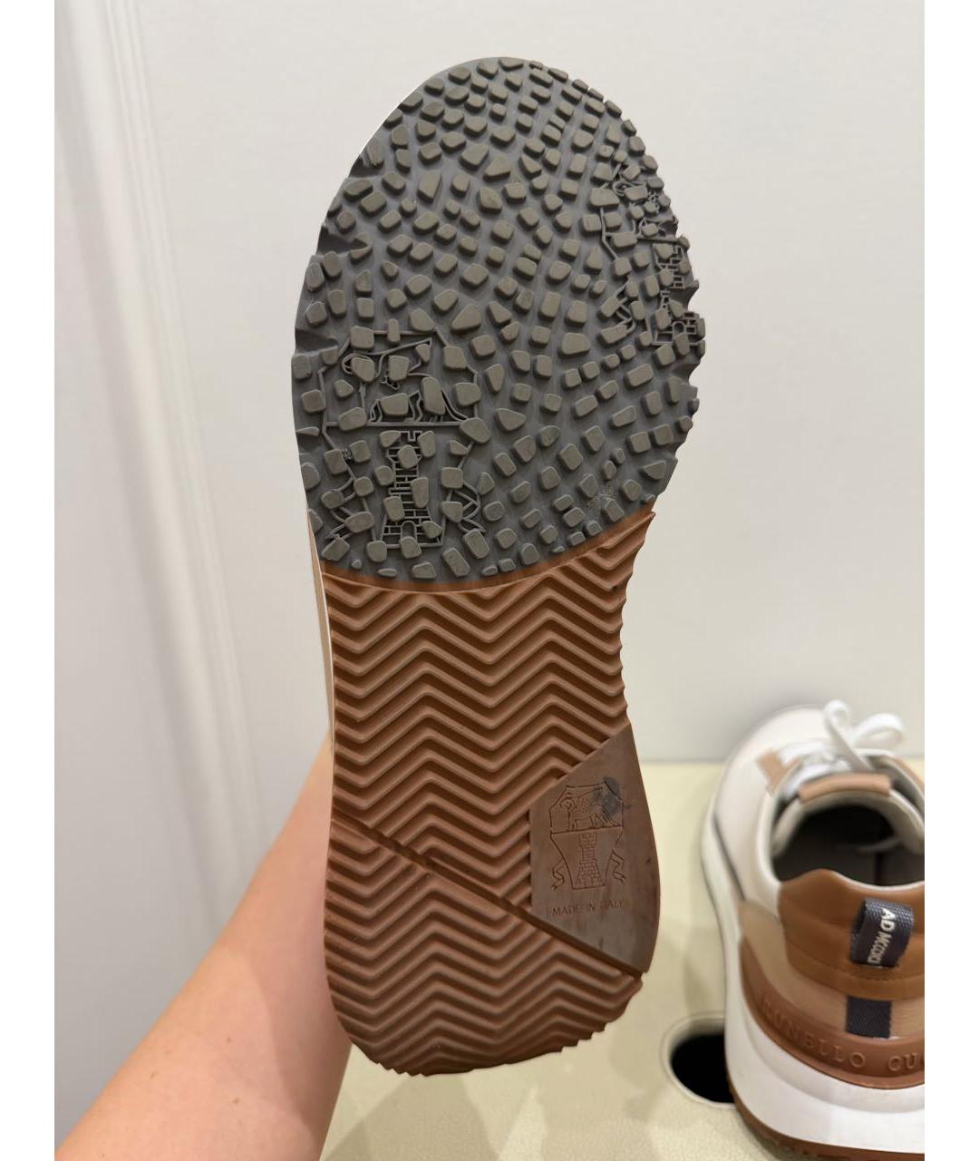 BRUNELLO CUCINELLI Бежевые кожаные низкие кроссовки / кеды, фото 6