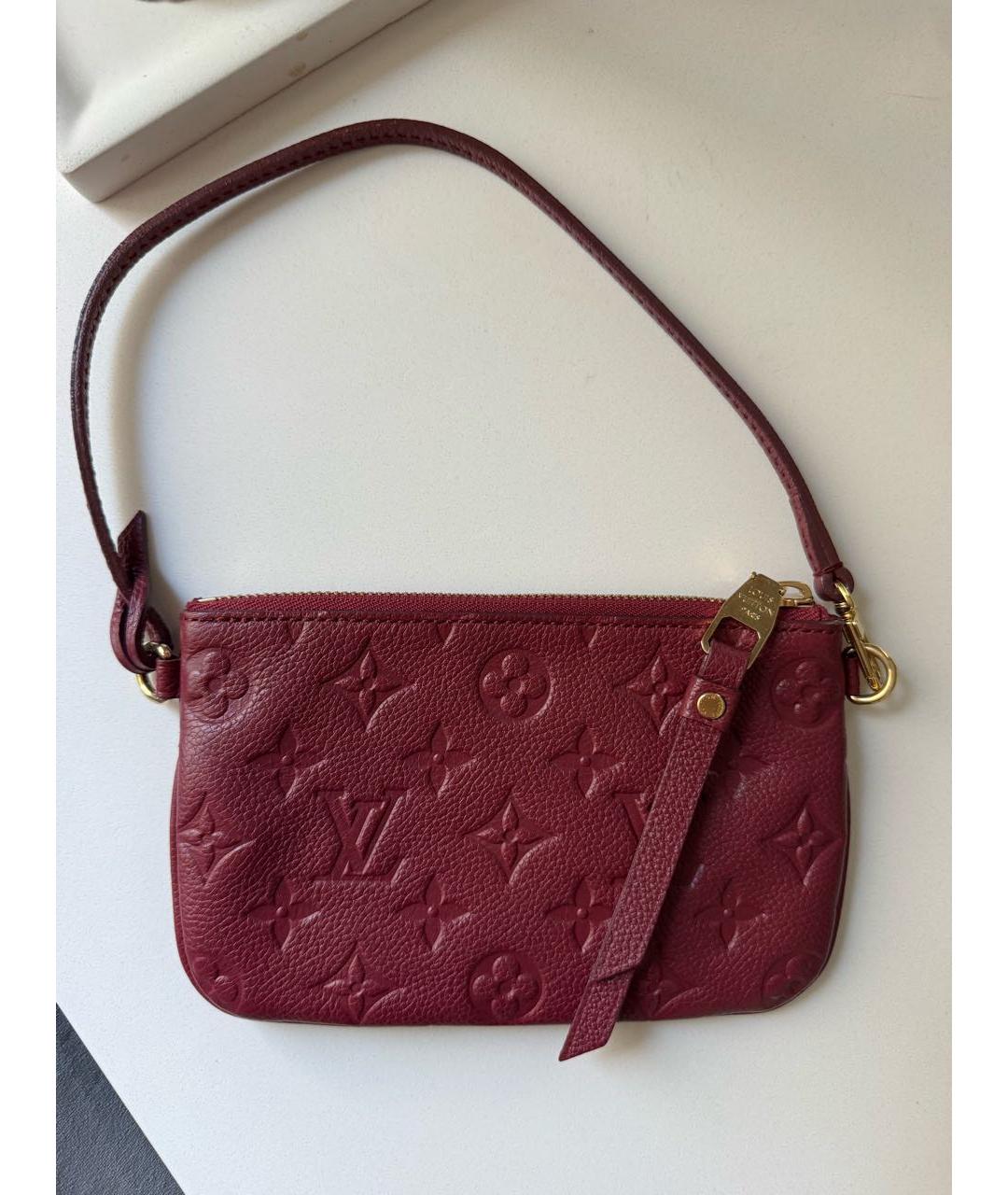 LOUIS VUITTON Бордовая кожаная сумка с короткими ручками, фото 3