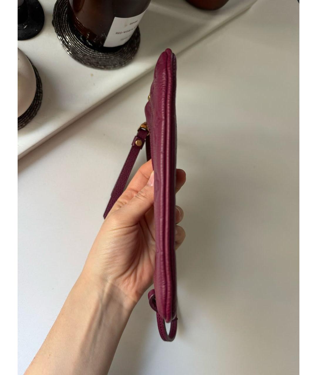 LOUIS VUITTON Бордовая кожаная сумка с короткими ручками, фото 6