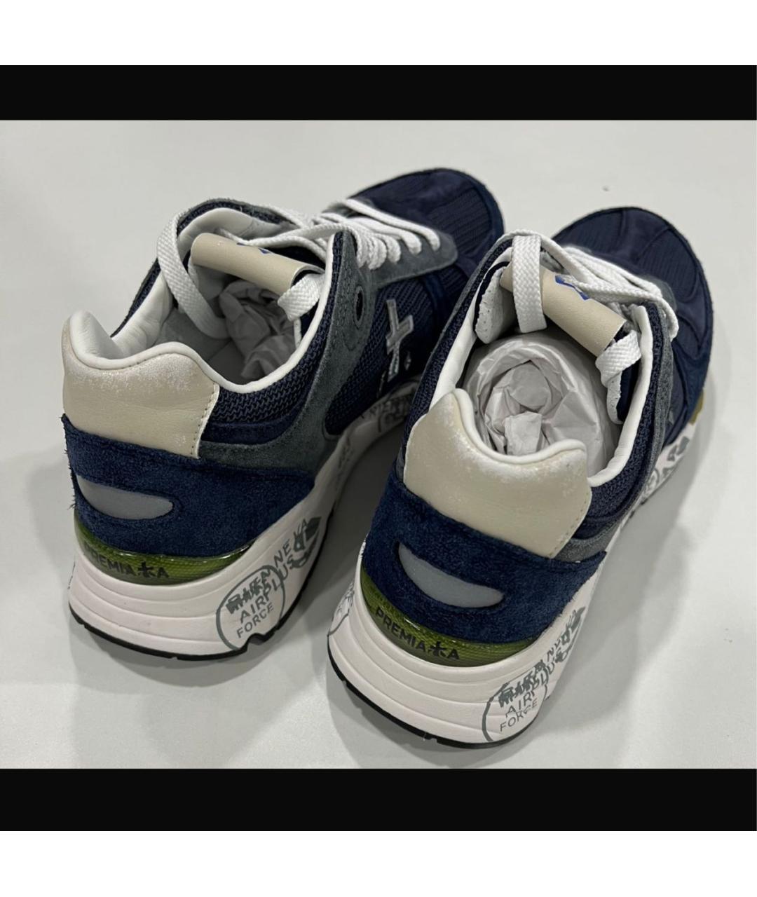 PREMIATA Темно-синие текстильные низкие кроссовки / кеды, фото 4