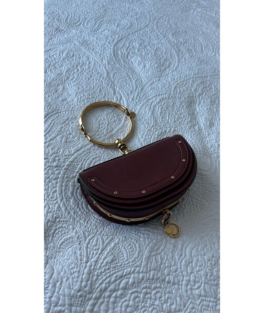 CHLOE Бордовая кожаная сумка через плечо, фото 2