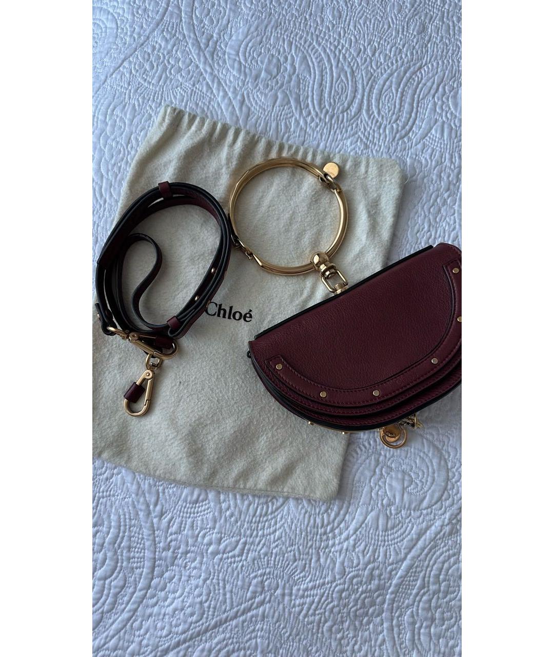 CHLOE Бордовая кожаная сумка через плечо, фото 5