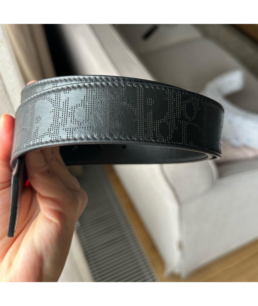 CHRISTIAN DIOR Черный кожаный ремень, фото 5