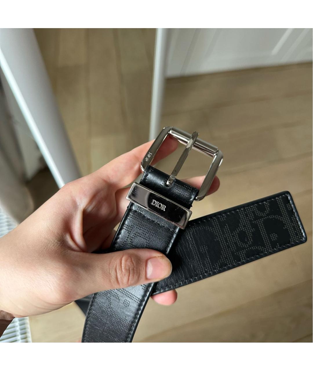 CHRISTIAN DIOR Черный кожаный ремень, фото 2