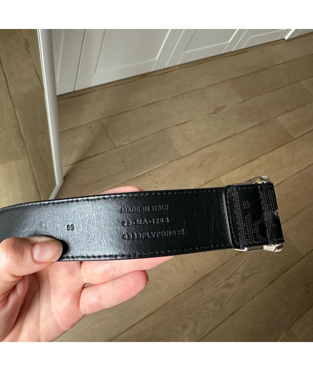 CHRISTIAN DIOR Черный кожаный ремень, фото 3