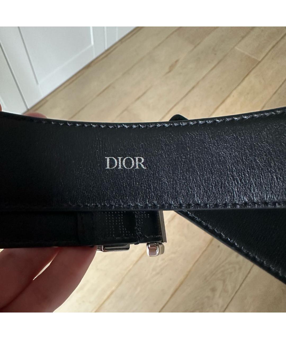 CHRISTIAN DIOR Черный кожаный ремень, фото 4