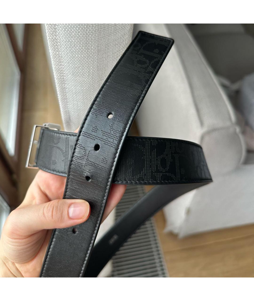 CHRISTIAN DIOR Черный кожаный ремень, фото 6