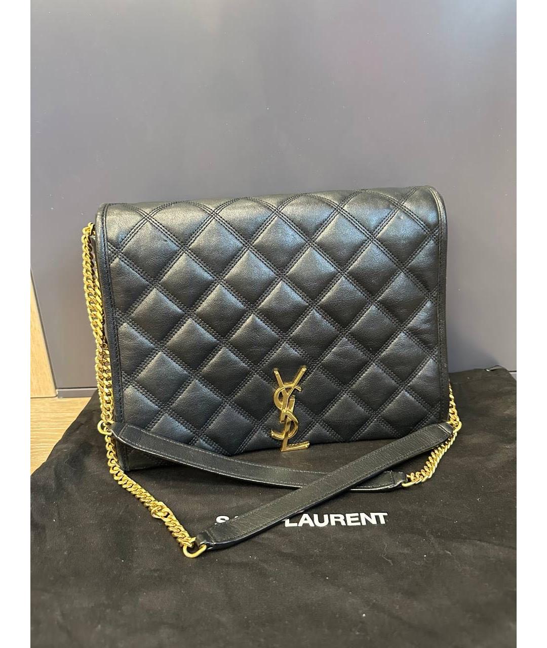 SAINT LAURENT Черная кожаная сумка через плечо, фото 7