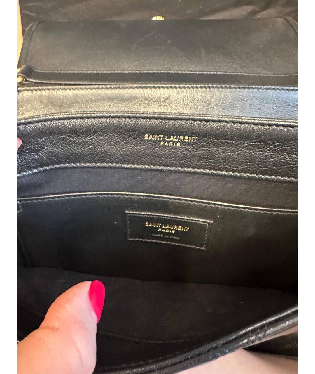 SAINT LAURENT Черная кожаная сумка через плечо, фото 4