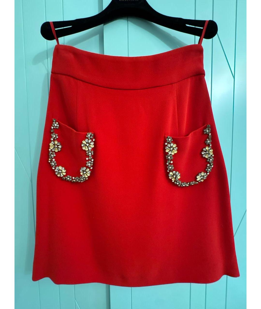 MIU MIU Красная вискозная юбка миди, фото 7