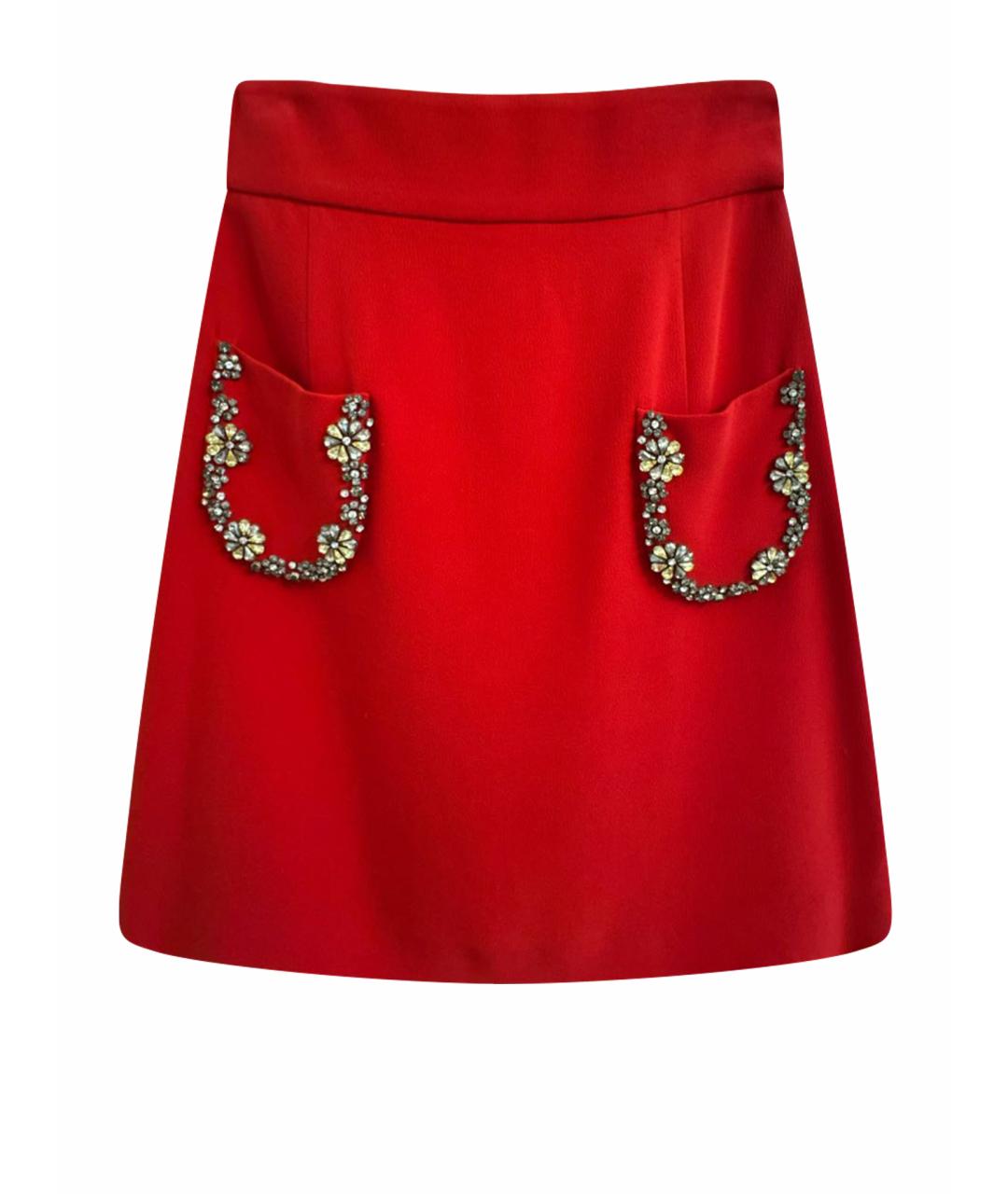 MIU MIU Красная вискозная юбка миди, фото 1