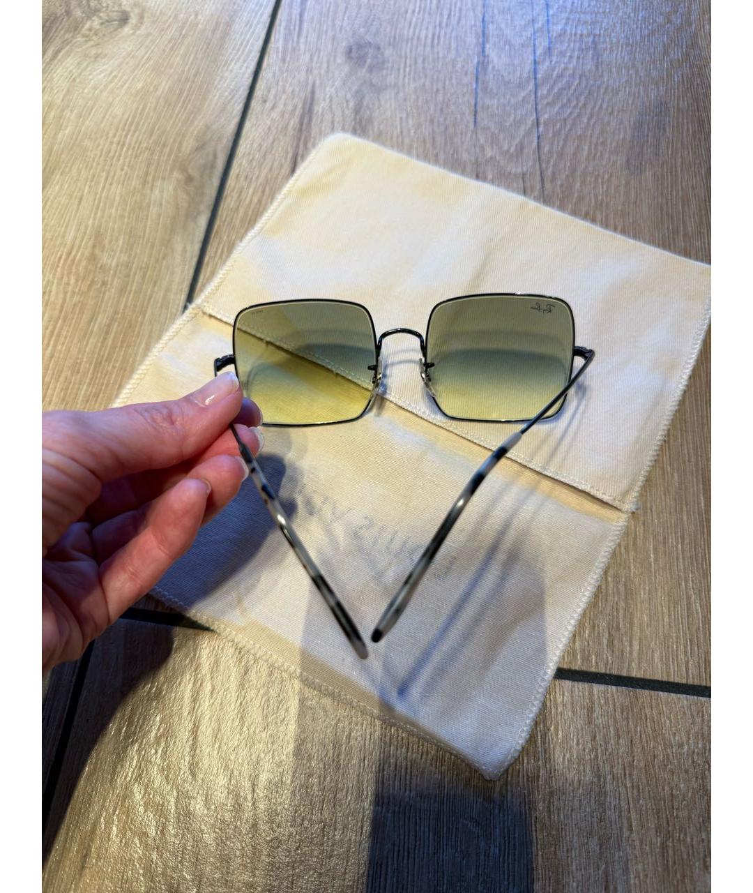 RAY BAN Зеленые металлические солнцезащитные очки, фото 4