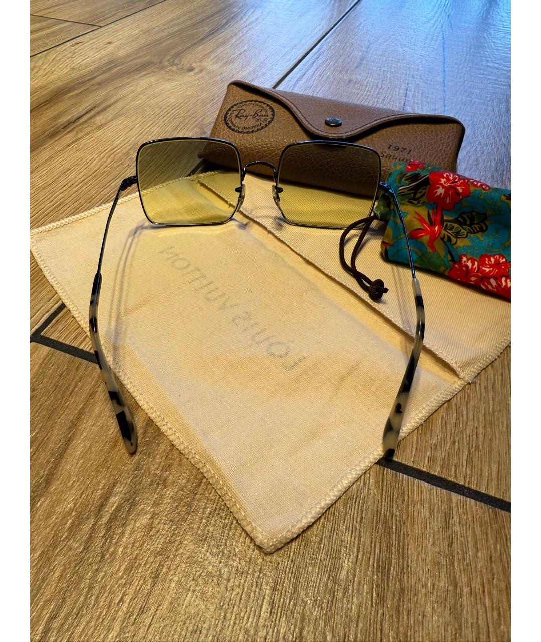 RAY BAN Зеленые металлические солнцезащитные очки, фото 2