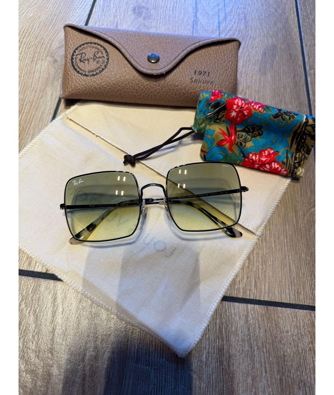 RAY BAN Зеленые металлические солнцезащитные очки, фото 8