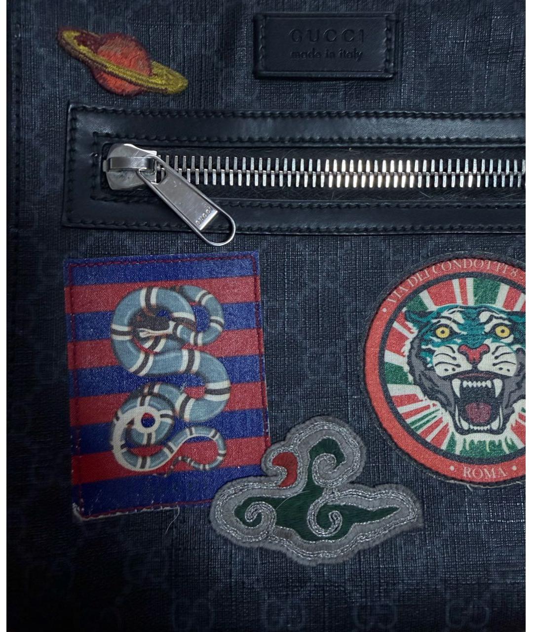 GUCCI Серая кожаная барсетка, фото 3