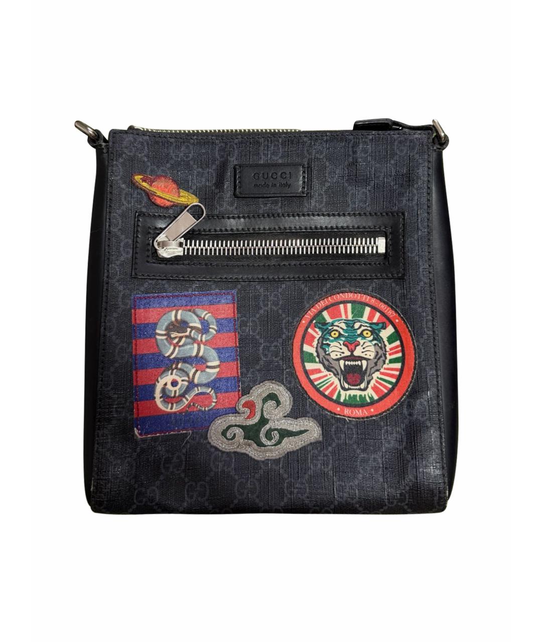 GUCCI Серая кожаная барсетка, фото 1