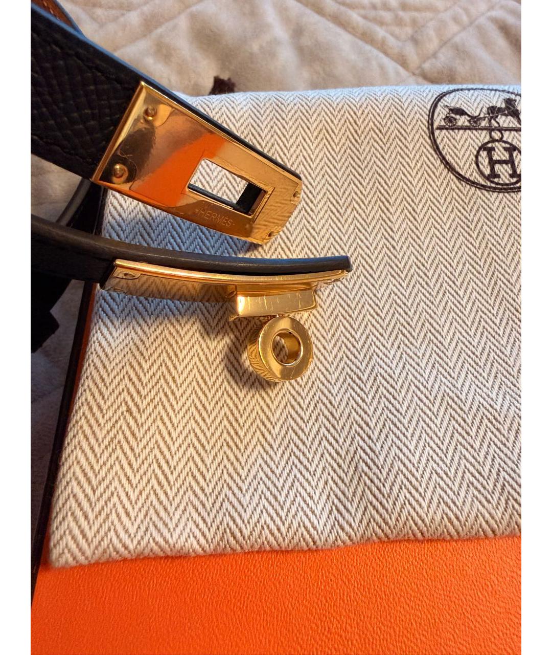 HERMES Черный кожаный ремень, фото 4